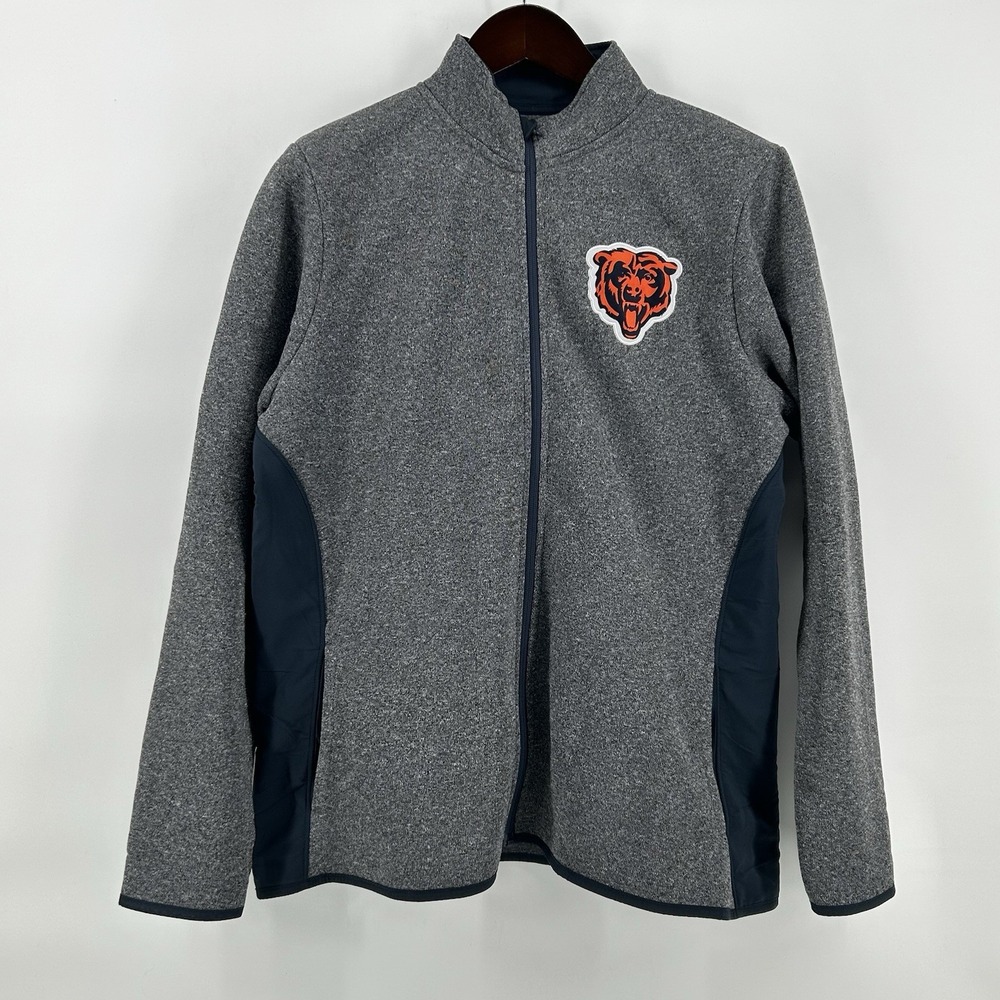 NFL Team Apparel Chicago Bears Fleece Jacket Womens XL Gray Full Zip Thumbholes